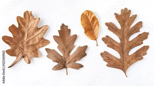 Fototapeta Isolated Oak and Maple Leaves on White Background