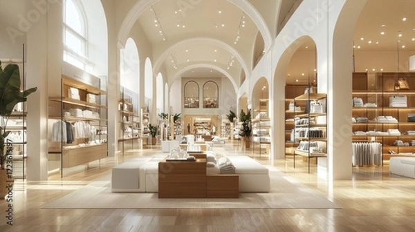 Obraz Repeat of the modern retail store layout with emphasis on tall, well-lit ceilings and a clean design.