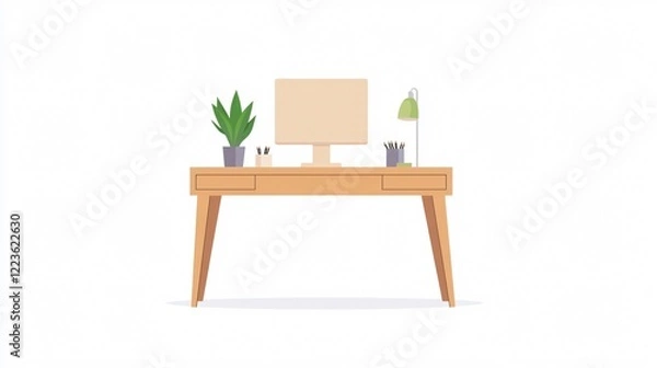 Fototapeta Modern Isolated Desk Table Design Vector Illustrator Wide Angle