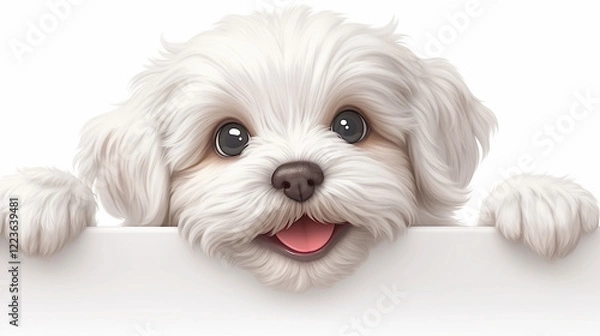 Obraz 3D White Puppy on White Background