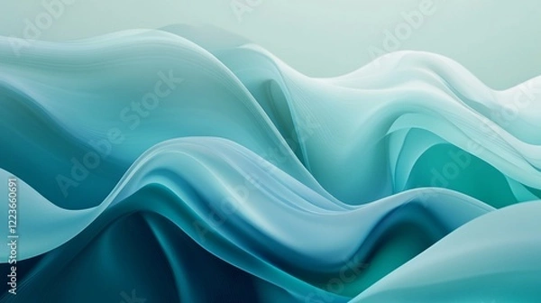 Fototapeta Smooth Abstract Gradient Background with Blue and Teal Waves, Modern Ripple Effect for Calming Aesthetic Designs, Perfect for Websites, Ads, and Creative Projects