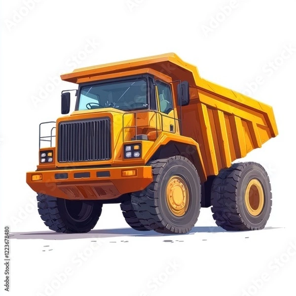 Fototapeta Dump Truck isolated on white background. Dump Truck icon. Heavy Machinery isolated on white. Construction Vehicle. Dump Truck Design Element. Dump Truck Isolated for Designers. Dump Truck isolated.