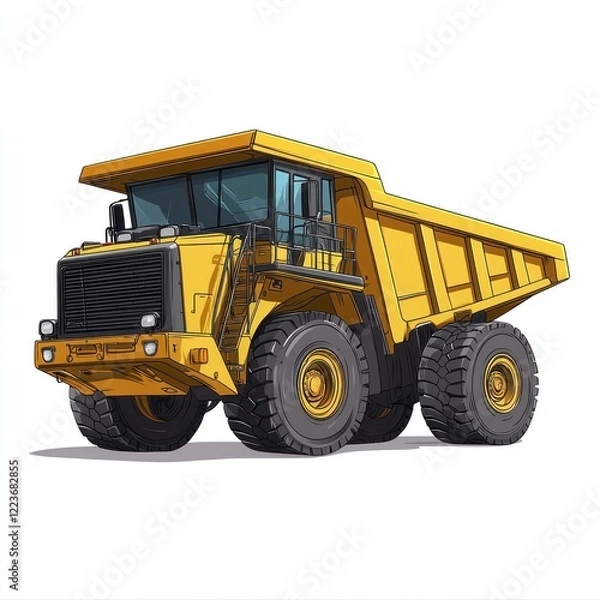 Fototapeta Dump Truck isolated on white background. Dump Truck icon. Heavy Machinery isolated on white. Construction Vehicle. Dump Truck Design Element. Dump Truck Isolated for Designers. Dump Truck isolated.