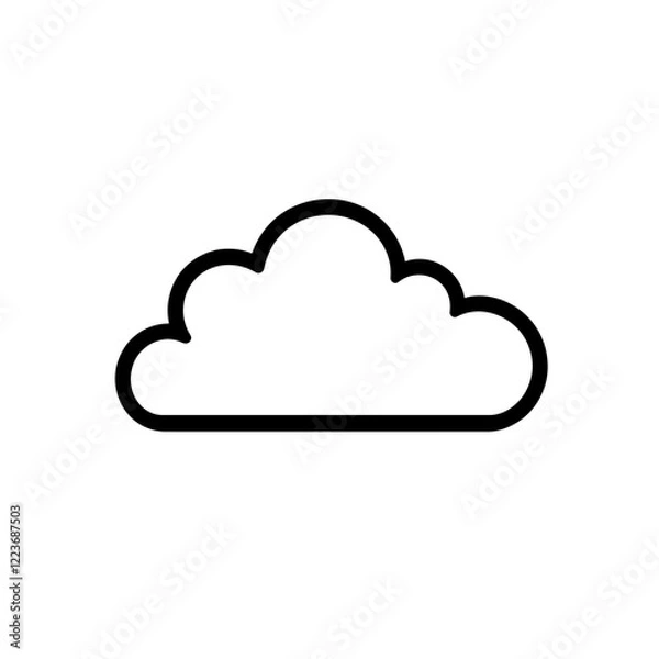 Fototapeta Vector cloud icon in minimalist outline style on white background