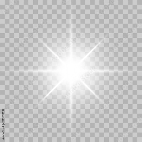 Fototapeta Sparkling star, vector glowing star light effect.Shine glowing stars. Vector illustration