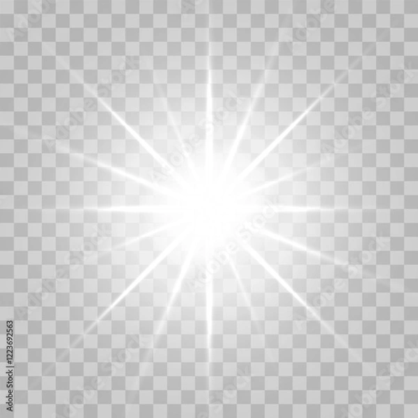 Fototapeta Sparkling star, vector glowing star light effect.Shine glowing stars. Vector illustration