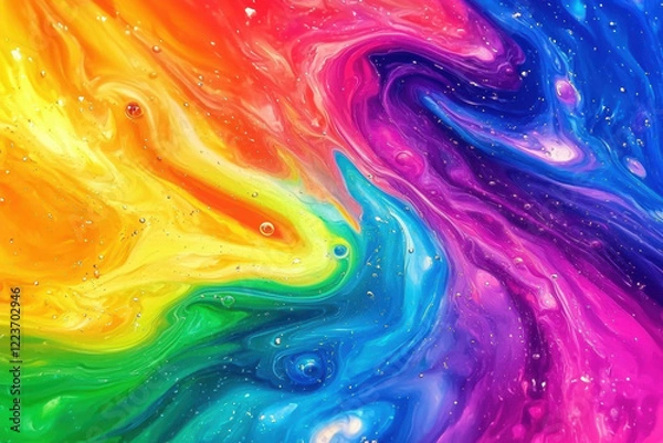 Fototapeta A swirling abstract pattern of rainbow colors with a cosmic effect