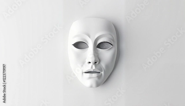 Fototapeta Minimalist white idol mask on bright surface, artistic expression