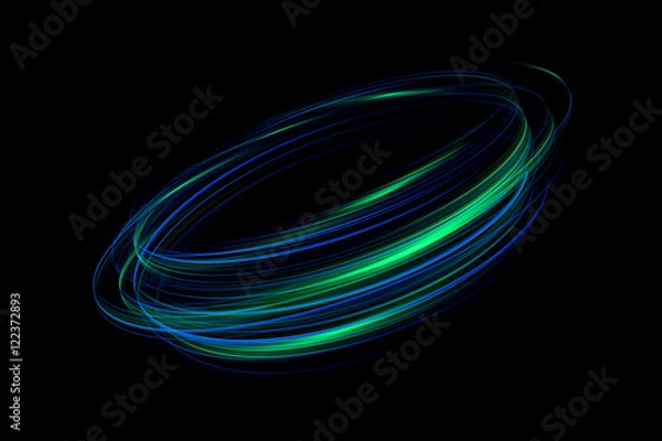 Obraz Glow swirl light effect. Circular lens flare. Abstract rotational lines. Power energy element. Space for message.