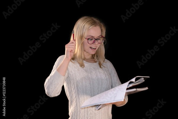 Obraz Excited Girl Having an Idea While Studying