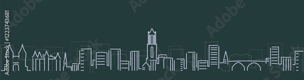 Obraz Utrecht Simple Lines Skyline on Dark Background