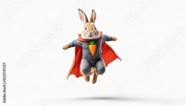 Obraz Superhero Rabbit in Flight Awesome Easter Bunny Image