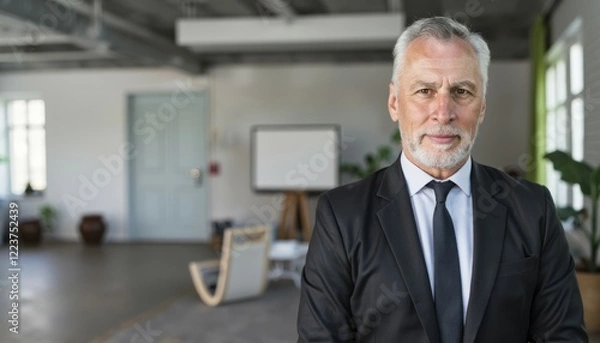 Fototapeta Confident Senior Businessman Portrait in Modern Office