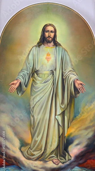 Obraz A painting of the Most Sacred Heart of Jesus. Catholic Church of St Therese of the Child Jesus in Riga, Latvia.