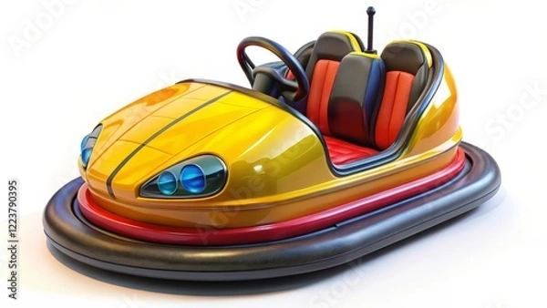 Obraz Yellow Bumper Car 3D Render