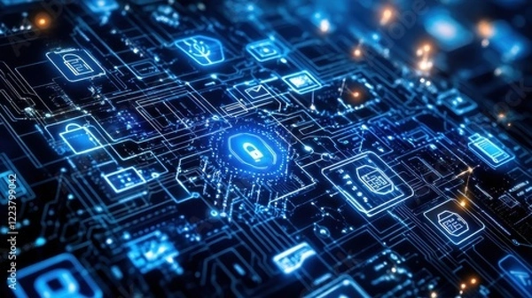 Fototapeta Abstract Digital Network Security System Illustration