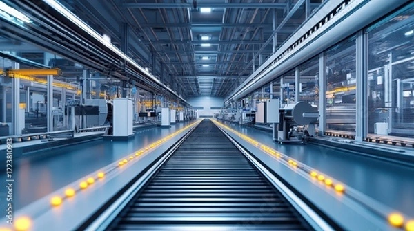 Fototapeta Modern Automated Factory Production Line Conveyor System