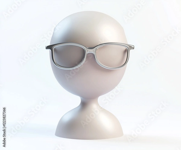 Fototapeta 3D minimalistic white avatar icon character with glasses