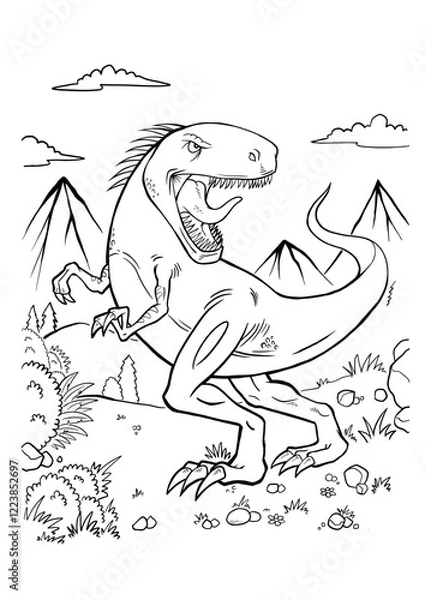 Obraz Dinosaur T-Rex Coloring Book Page Vector Illustration Art