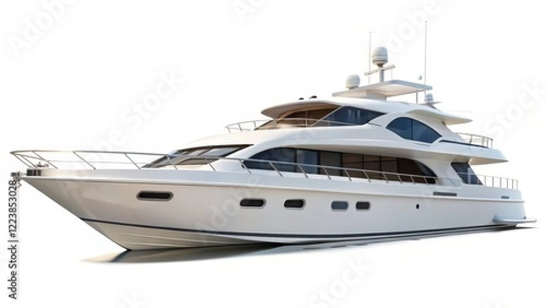 Fototapeta Luxury Motor Yacht on White Background