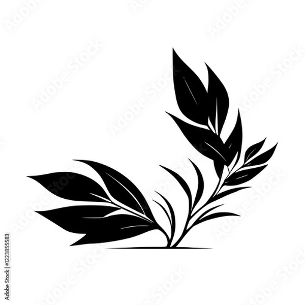 Fototapeta Elegant Black and White Botanical Leaf Illustration: Minimalist Plant Design for Nature Lovers