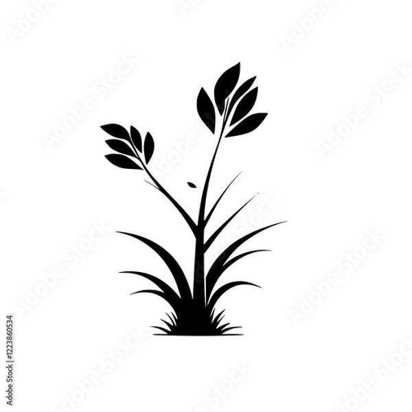Fototapeta Elegant Plant Silhouette: Minimalist Botanical Vector Illustration. Perfect for nature-themed designs, creating stylish and simple graphics, adding a touch of elegance to your projects.