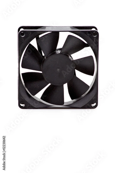 Fototapeta A computer case fan isolated on white