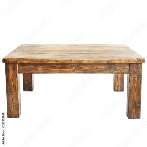 Fototapeta Rustic wooden coffee table with a simple, sturdy design.