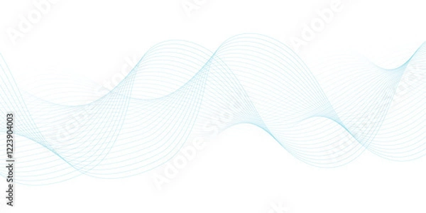 Fototapeta "Abstract wave element for design. Digital frequency track equalizer. Stylized line art background. Vector illustration. Wave with lines created using blend tool."