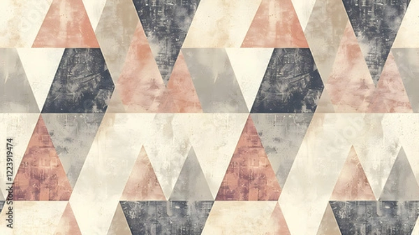 Fototapeta A geometric pattern featuring triangles in soft colors and textures.