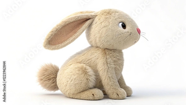Fototapeta Skin coloured stuffed soft rabbit isolated on white