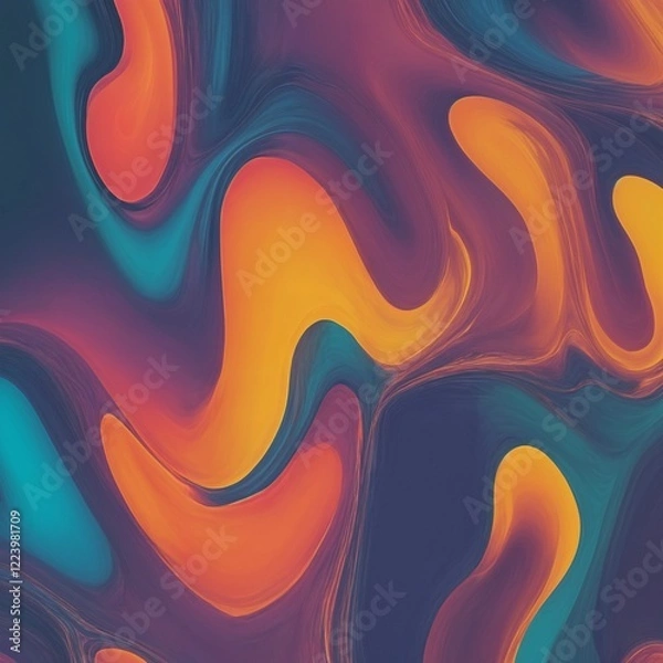 Fototapeta Abstract Colorful Swirl Pattern with Vibrant Orange and Teal Highlights