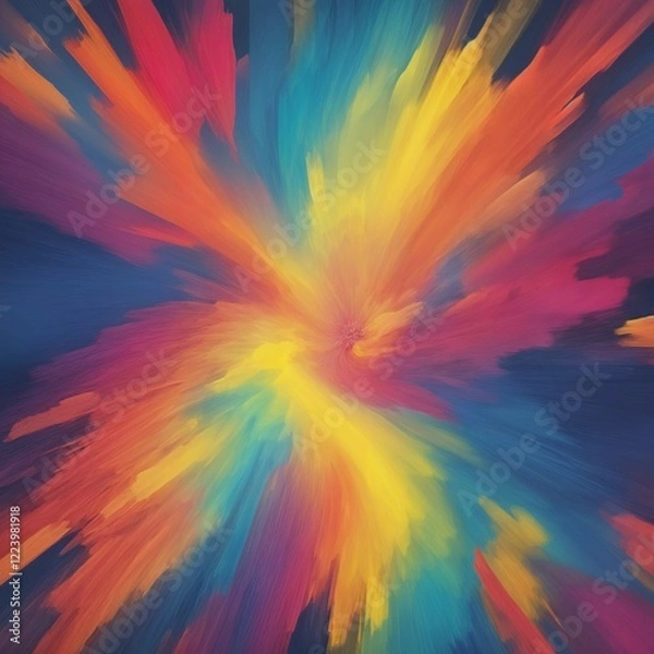 Fototapeta Explosive Abstract Burst of Colors with Yellow, Red, and Blue Streaks