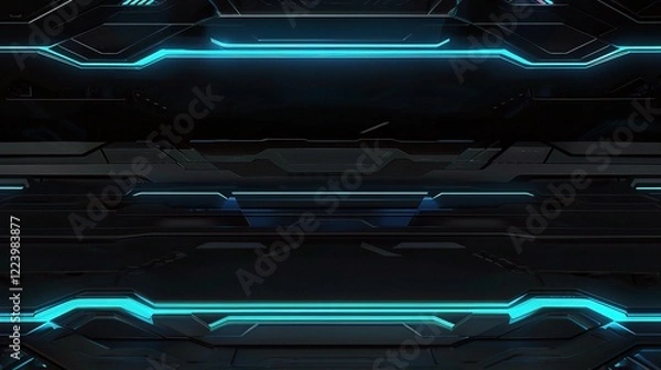 Fototapeta A captivating blue line - segment technology background. The orderly arranged blue line segments create a modern and technological atmosphere, suitable for various technology - related themes