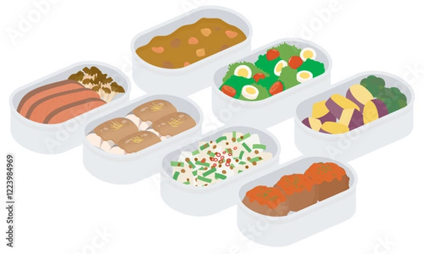 Obraz 保存容器に入った作り置きのおかず