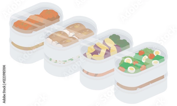 Obraz 保存容器に入った作り置きのおかず