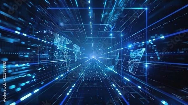 Obraz A captivating blue line - segment technology background. The orderly arranged blue line segments create a modern and technological atmosphere, suitable for various technology - related themes