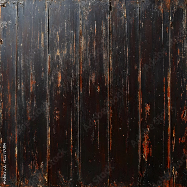 Fototapeta Rustic dark wood planks, weathered texture