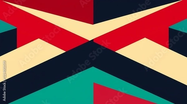 Obraz Abstract artwork using bold geometric shapes with contrasting colors, creating a visually striking composition. The style is sharp, clean and modern, using a balanced layout and emphasizing co