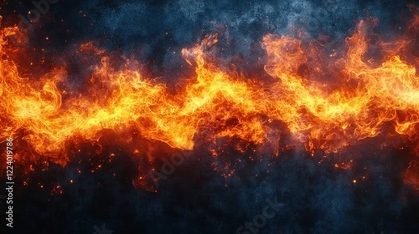 Fototapeta Fiery stream, dark background, energy, design