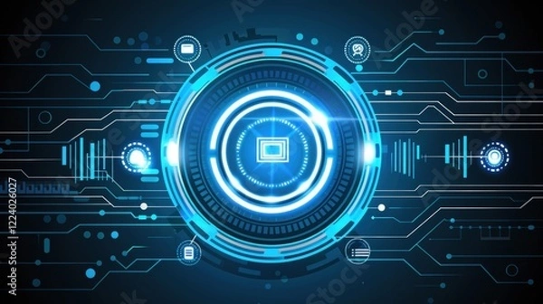 Obraz Futuristic Technology Abstract Background: Digital Circuitry and Network Interface