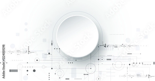 Fototapeta Vector design 3d paper circle with circuit board. Illustration Abstract modern futuristic, engineering, science, technology background. Hi tech digital connect, communication, high technology concept