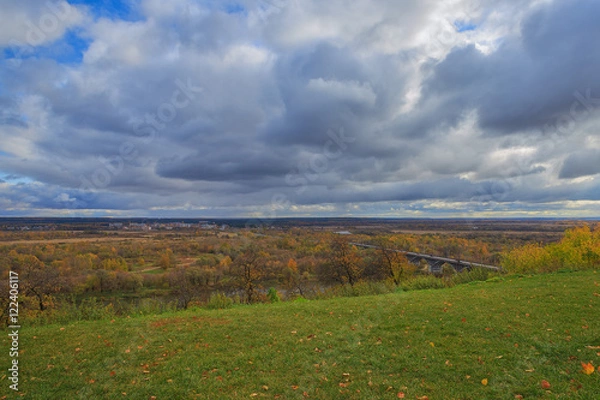 Fototapeta The city of Vladimir, the view from the high bank of the Klyazma river.
