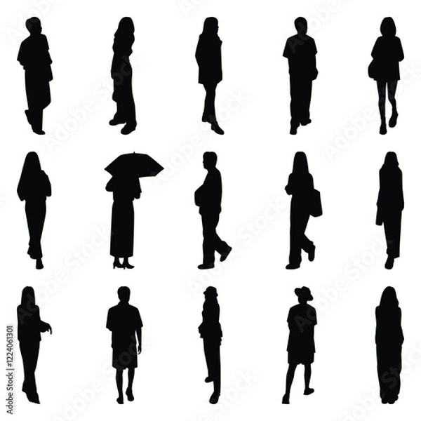 Obraz Vector collection set of individual people silhouettes.	
