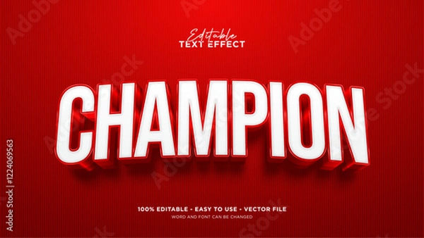 Fototapeta Editable champion 3d text effect, winner text effect template