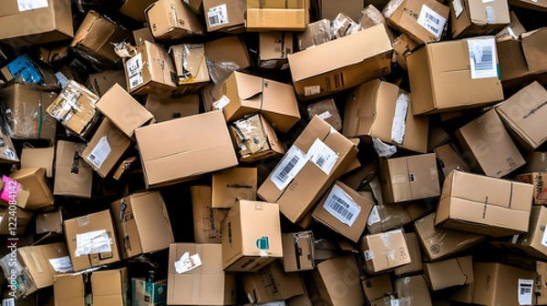 Obraz Warehouse Cardboard Boxes Recycling Waste