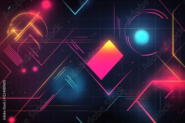 Fototapeta Abstract Neon Geometric Design With Vibrant Colors