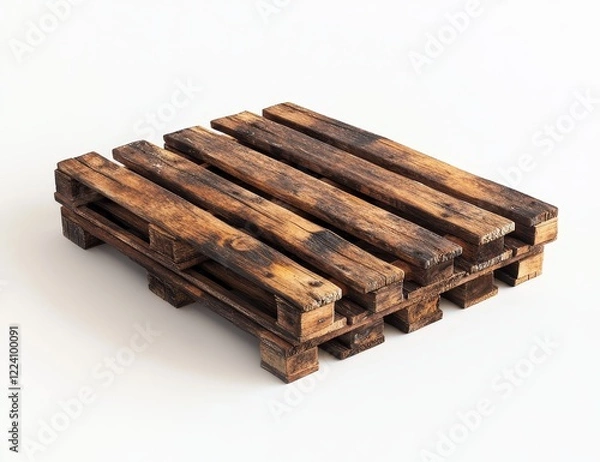 Fototapeta Small rustic wooden pallet isolated on white.