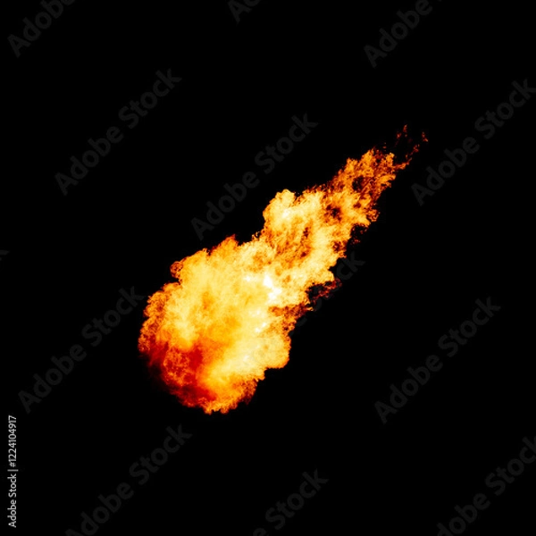 Obraz Flame meteor isolated on black, fireball
