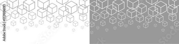 Fototapeta Dynamic Geometric Cube frame Background Illustration, Minimalistic 3D Abstract Design with White Gradient, Perfect for Modern Digital Themes, Presentations, and Creative Visual Projects